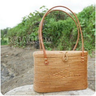 rattan straw handbags full handwoven oval unique style